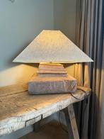 Hoffz zware houten tafellamp, Hoffz vierkante linnen kap, Ophalen, Nieuw, Landelijke stijl, sobere stijl, Minder dan 50 cm