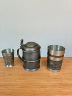 Antieke tinnen bierpul met deksel – gemerkt, Antiek en Kunst, Antiek | Tin, Ophalen