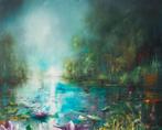 Adam Burczyc olieverf Water lilies 50x40 cert echtheid, Antiek en Kunst, Ophalen of Verzenden