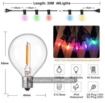 Buiten en binnen kleur lampen 48 lampjes, 20 meter beschikbaar voor biedingen