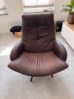 Lederen fauteuil Mokka bruin, Ophalen, 75 tot 100 cm, Zo goed als nieuw, Metaal