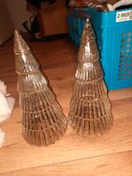 2 Gouden/Zilveren Glazen Kerstboompjes - 25cm, Diversen, Kerst, Ophalen of Verzenden, Nieuw