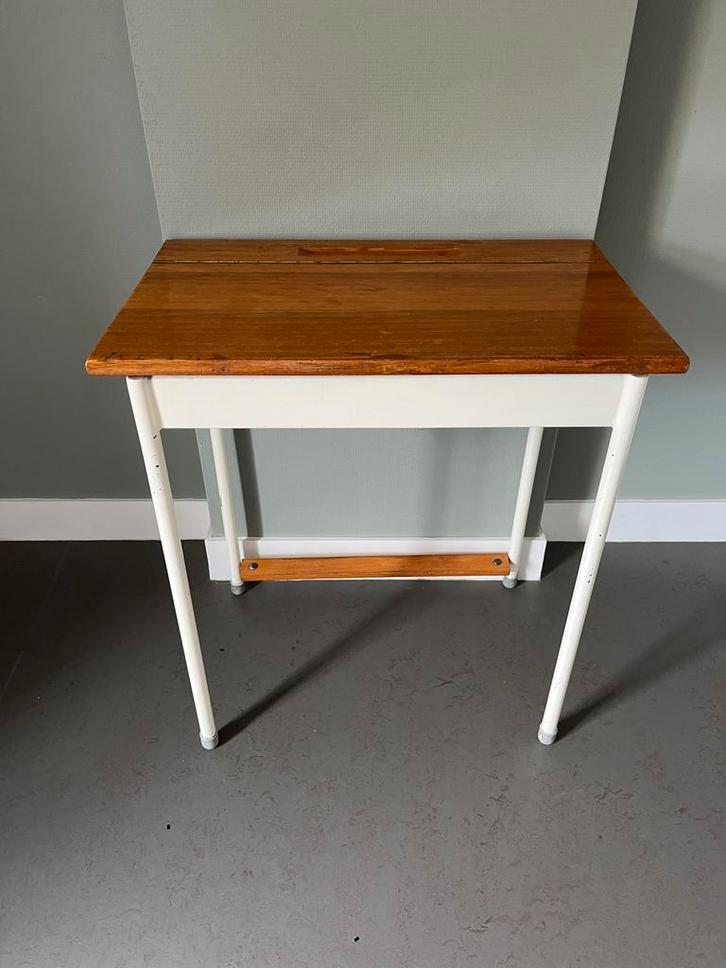 Vintage Lessenaar / Kinderbureau - Metaal & Hout, Huis en Inrichting, Tafelonderdelen, Gebruikt, Tafelblad, 50 tot 100 cm, Minder dan 50 cm