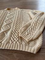 Aran style handgebreide trui kabelmotieven creme xl, Wit, Maat 46/48 (XL) of groter, Ophalen of Verzenden, Handgemaakt