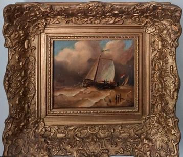 olieverf op paneel, zeegezicht door artiest met initialen LM beschikbaar voor biedingen