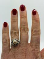 A710 Prachtige zilveren ring parel saffier maat 17,5, Met edelsteen, Ophalen of Verzenden, X, Dame