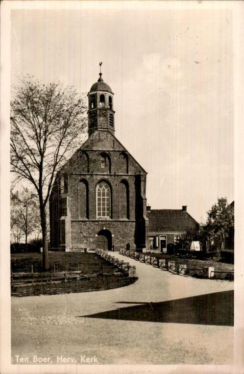 Hervormde Kerk in Ten Boer, Verzamelen, Ansichtkaarten | Nederland, Gelopen, Groningen, 1920 tot 1940, Ophalen of Verzenden