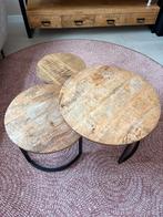 Set van 3 Mango Houten Koffietafels, Huis en Inrichting, Ophalen, Gebruikt, Rond, 50 tot 100 cm