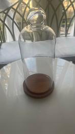 Glazen stolp met houten plateau, Huis en Inrichting, Woonaccessoires | Vazen, Ophalen, Overige kleuren, Minder dan 50 cm, Glas