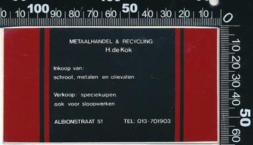 Sticker: Metaalhandel en Recycling De Kok - Tilburg beschikbaar voor biedingen