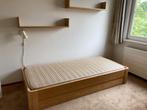 Hülsta Eenpersoonsbed Eiken + Boekenplanken, Huis en Inrichting, Gebruikt, 90 cm, Eenpersoons, Bruin
