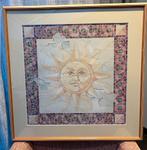 Ser van 2 x schilderij print  Zon / Maan - 71x71 cm, Ophalen, 50 tot 75 cm, Zo goed als nieuw, Schilderij