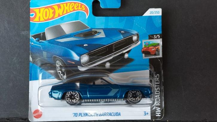 Plymouth Barracuda 1970 1:64 3inch Hotwheels Pol, Hobby en Vrije tijd, Modelauto's | Overige schalen, Zo goed als nieuw, Auto