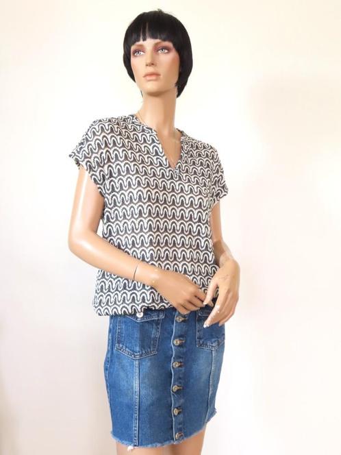 ELVIRA Luchtig Grijs/Wit Truitje/Shirt met Korte Mouwen S 36, Kleding | Dames, T-shirts, Zo goed als nieuw, Maat 36 (S), Grijs