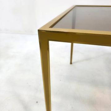Vintage Messing Bijzettafel met Rookglas mid century 70s beschikbaar voor biedingen