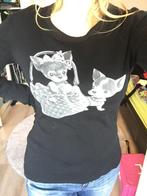 Zwarte Benetton longsleeve shirt top chiwawa hondjes maat L, Benetton, Zwart, Maat 42/44 (L), Nieuw
