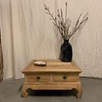 Opium salontafel - teak - 90 x 90 cm - 2 lades - TTM Wonen, 50 tot 100 cm, Teakhout, Nieuw, Landelijk