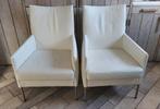 Twee leren fauteuils - Off White, Ophalen, Gebruikt, Minder dan 75 cm, Leer