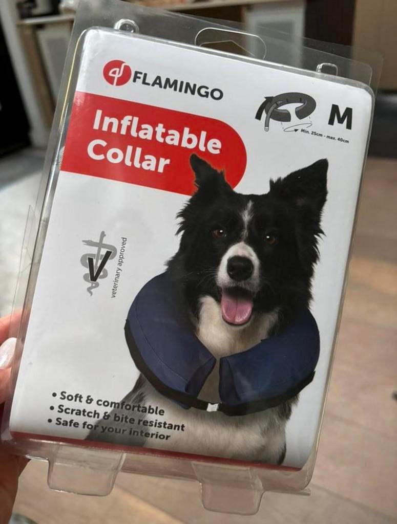 Flamingo Opblaasbare Hondenkraag Gofi M, Dieren en Toebehoren, Honden-accessoires, ., Ophalen of Verzenden, Zo goed als nieuw