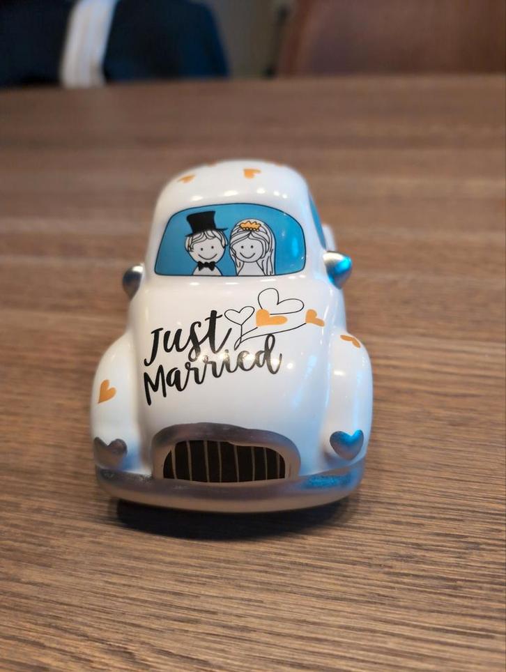 Just Married Spaarpot - leuk als Bruiloftscadeau!, Verzamelen, Spaarpotten, Ophalen of Verzenden