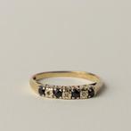 vintage 9 karaat gouden MUM ring saffier diamant, Verzenden, Dame, Goud, Goud