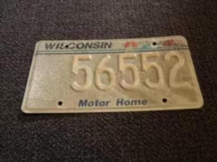 Kentekenplaat licenseplate Wisconsin Motor Home USA, Verzamelen, Automerken, Motoren en Formule 1, Gebruikt, Auto's, Verzenden