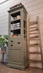 Vintage/Brocante smalle buffetkast,Landelijke groene kast🖤, Huis en Inrichting, Ophalen, Zo goed als nieuw, 25 tot 50 cm, 200 cm of meer