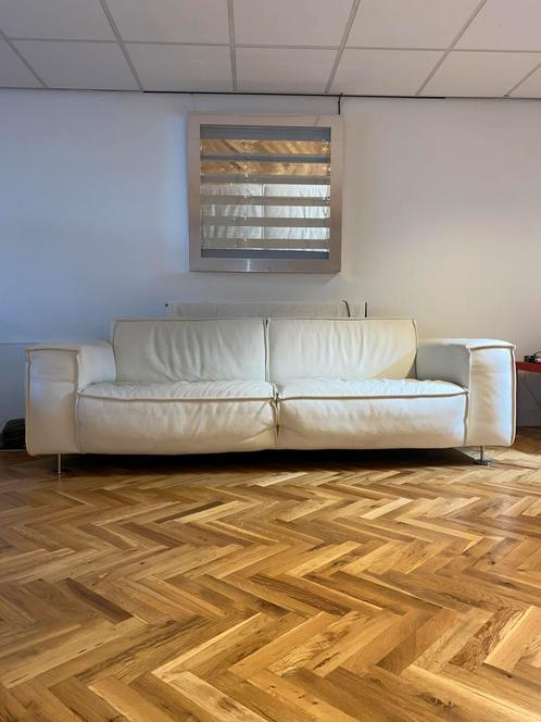 Montél Bank | Wit  | 3 Zits | Echt Leer, Huis en Inrichting, Banken | Sofa's en Chaises Longues, Zo goed als nieuw, Driepersoons