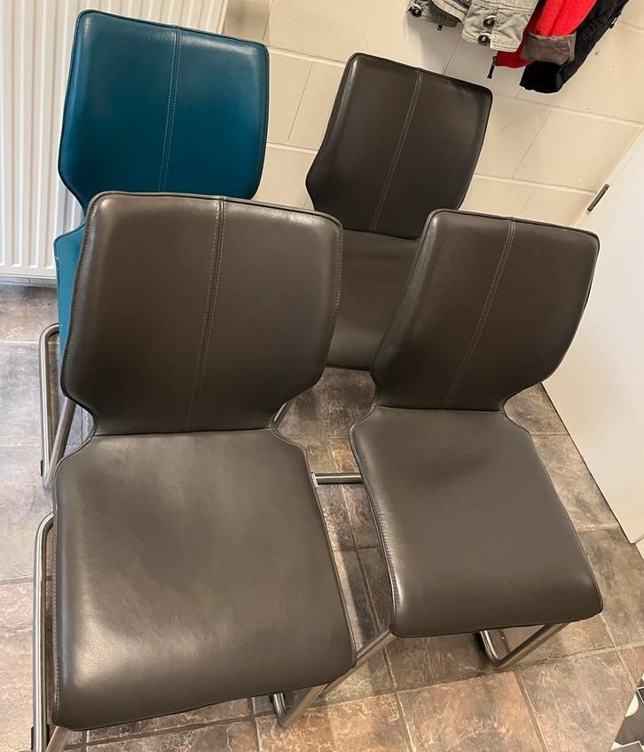 4 Bree’s new world leren (eetkamer)stoelen, Huis en Inrichting, Stoelen, Zo goed als nieuw, Vijf, Zes of meer stoelen, Leer, Overige kleuren