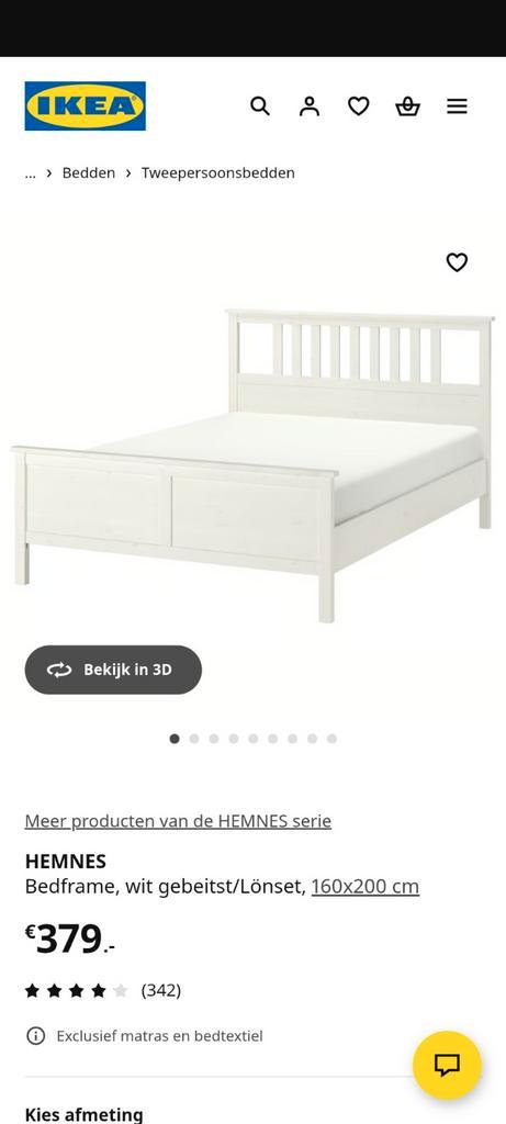 Wit houten bedframe 160x200cm, Huis en Inrichting, Slaapkamer | Bedden, Tweepersoons, 160 cm, Hout, Wit, Ophalen