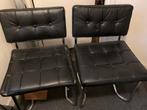 Vintage Lederen Eetkamerstoelen - Set van 2, Huis en Inrichting, Stoelen, Ophalen, Gebruikt, Twee, Zwart