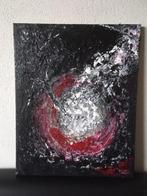 Schilderij, 50x40 cm, acryl met structuur. Zwart/wit/rood, Nieuw, Minder dan 50 cm, Schilderij, Ophalen of Verzenden