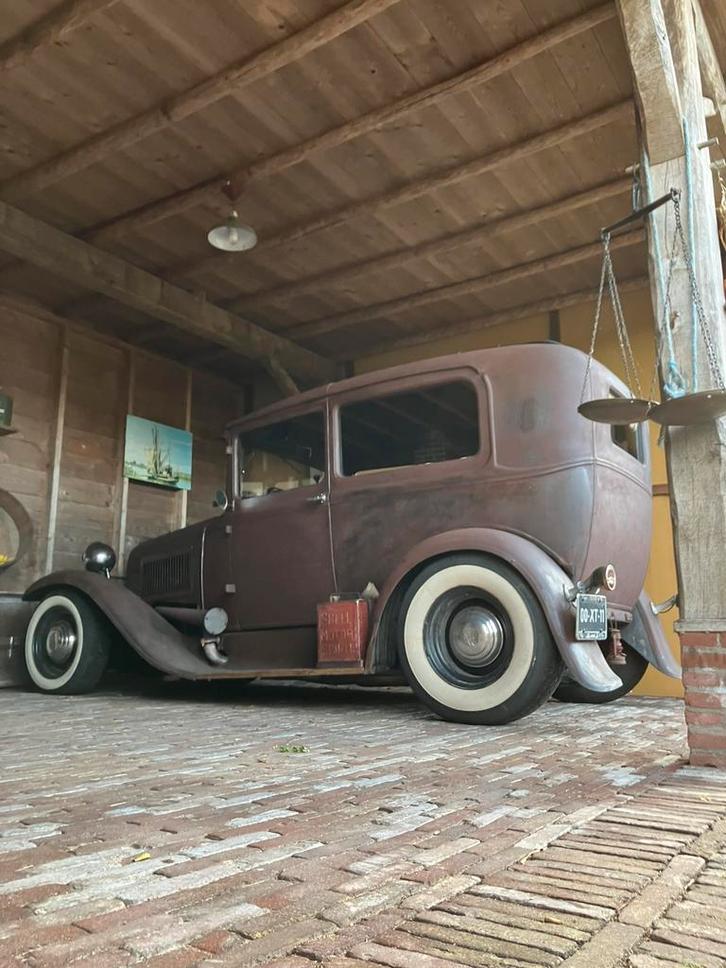 Ford Model A, Tudor, bouwjaar 1930, V8, Hotrod, automaat., Auto's, Ford, Particulier, Overige modellen, Lederen bekleding, Open dak