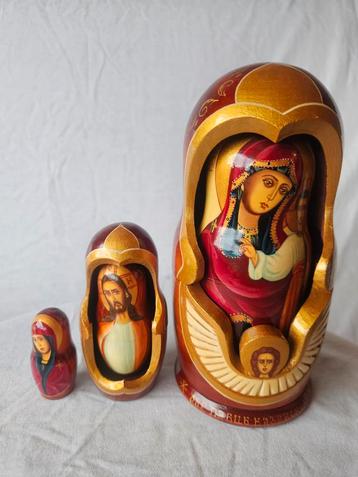 Russische Matroesjka Poppen - Maria & Jezus - 3 stuks beschikbaar voor biedingen