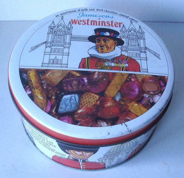 Jamesons Westminster blik voor An assortment of milk and dar, Verzamelen, Blikken, Zo goed als nieuw, Overige, Ophalen of Verzenden
