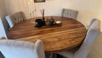 Ronde massief houten eettafel met kloosterpoot - 150cm, Huis en Inrichting, Tafels | Eettafels, Ophalen, Gebruikt, 100 tot 150 cm