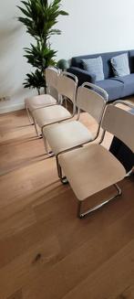 Gispen 101 stoelen - set van 4 met witte houten zitting, Huis en Inrichting, Ophalen, Gebruikt, Overige kleuren, Vintage