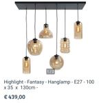 Hanglamp Fantasy Amber 6-lichts, Ophalen, Zo goed als nieuw, Glas