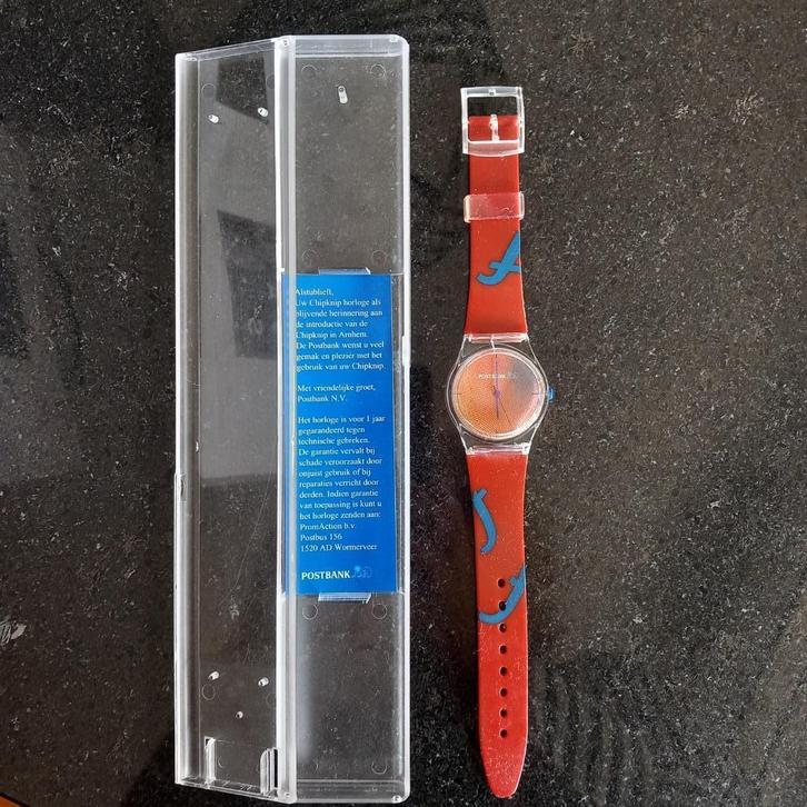 Postbank Swatch horloge – jaren ‘90 – met doosje, Verzamelen, Overige Verzamelen, Nieuw, Ophalen of Verzenden