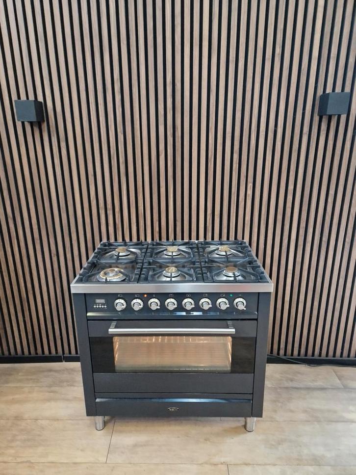 Prachtige Antraciet Rvs Boretti Fornuis (Gratis bezorgen), Witgoed en Apparatuur, Fornuizen, Zo goed als nieuw, Vrijstaand, Gas