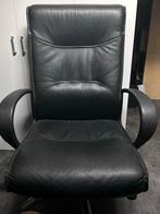 Lederen bureaustoel met voetensteun, Gebruikt, Zwart, Ophalen of Verzenden, Bureaustoel