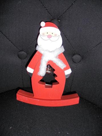 rode houten wiebel kerstman met belletjes 18 cm hoog nieuw beschikbaar voor biedingen