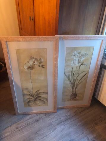 Schilderijen - Set van 2 Bloemenprints in Lijst beschikbaar voor biedingen