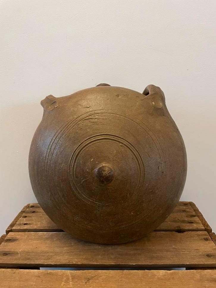 Grote zoutglazuren waterkruik | veldfles | 1850-1900, Antiek en Kunst, Antiek | Keramiek en Aardewerk, Ophalen of Verzenden