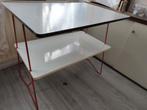 Vintage industrieel staal formica tafel, Kunststof, 100 tot 150 cm, Ophalen of Verzenden, Zo goed als nieuw