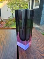 Murano Sommerso Vaas met Schade, Gebruikt, Overige kleuren, Ophalen of Verzenden, Glas