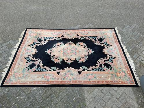 Vintage vloerkleed wol roze beige pers kleed eclectisch, Huis en Inrichting, Stoffering | Tapijten en Kleden, Zo goed als nieuw