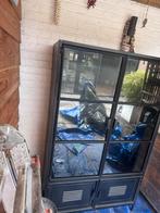 Metalen kast met glas - 163x100x39 cm, Ophalen, Gebruikt, 100 tot 150 cm, Glas