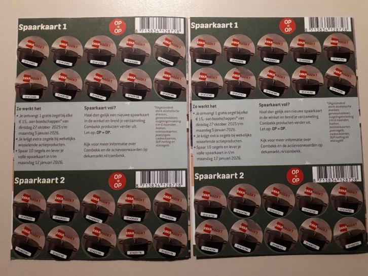 4x volle spaarkaart Combekk kook- en bakplezier (Dekamarkt), Verzamelen, Supermarktacties, Dekamarkt, Verzenden