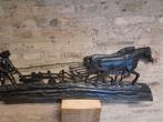 Gietijzeren/ boer Met ploeg en paarden, Antiek en Kunst, Kunst | Schilderijen | Klassiek, Verzenden